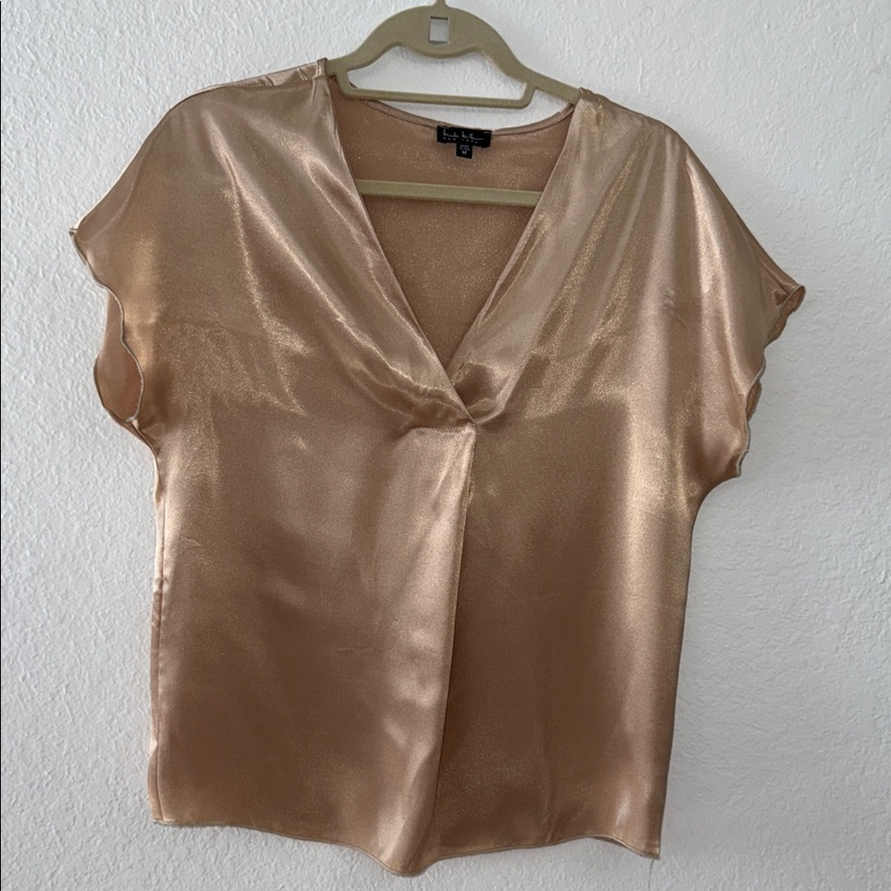 Nicole Miller Gold Satin Blouse